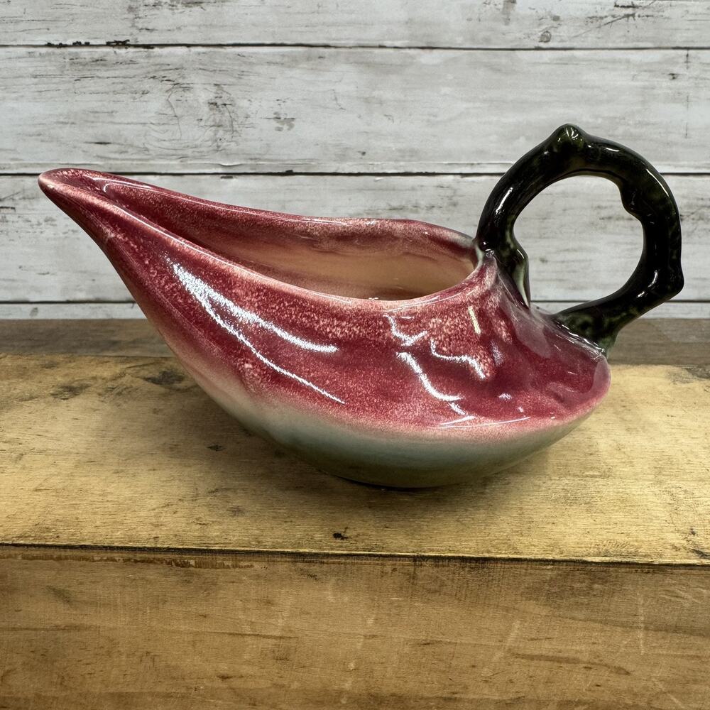 Vintage Hull Pottery Creamer No Lid Burgundy Green Glaze
